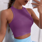 SALSPOR Sleeveless Yoga Short Shirts Running Sports Gym Women Tops Fitness Running Moisture Breathable Seamless Knitted Vest