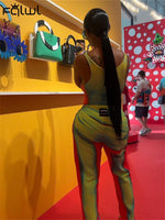 FQLWL Streetwear 2 Two Piece Sets Tracksuit Women rave Outfits Sleeveless Crop Tops Pants Sets Print Tie Dye Matching Sets 2023