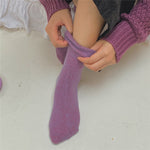 Solid Rabbit Hair Woman Socks Winter Thick Warmer Long Socks Japanese Kawaii Cute Thermal Cashmere Christmas Sock New Year Gifts