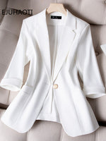 Casual Small Suit Jacket Women's Ninth Pants 2023 Summer Thin Korean Fashion Cropped Sleeve Coat Two Piece Sets Womens Outifits