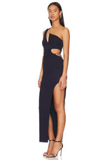 CIEMIILI Long Bandage Dress Lady's One shoulder Hollow Out Split Bodycon Sexy Elegant Celebrity Nightclub Runway Party Dresses