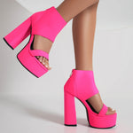 Rome Peep Toe Sandals Ankle Strap Women's Sandals Ultra High Thick Heel Waterproof Platform Hollow Breathable Sexy Party Sandals