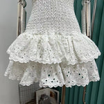 Australia seaside holiday flounce heavy industry embroidery sexy tube top strapless skirt dress fairy travel shoot lady