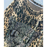 Summer Leopard Hot Diamond T-shirt Women Oversized Street Fashion Y2k Chic Pullovers Female Printed Short Sleeve Tops