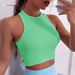 SALSPOR Sleeveless Yoga Short Shirts Running Sports Gym Women Tops Fitness Running Moisture Breathable Seamless Knitted Vest