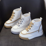 Spring Autumn New Korean Style Fashion Slim Height Increasing Platform Genuine Leather Women Sneakers Ladies High-top Pumps 2208