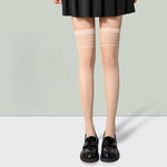 Sexy Lingerie Striped Thigh High Stockings Women Ultra-thin Transparent Nylon Stockings JK Japanese Style Lolita Knee High Socks