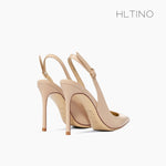 classic women singbacks women summer shoes covered toe thin heeled sandals fashion nude black white shoes for women sandals 8cm