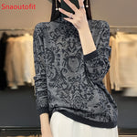 Spring/Summer Stereoscopic Hollow Wool Knit Sweater Women's Pullover Thin Fashion Long-Sleeved Half-High Collar Sexy Chic Top