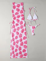 Halter 3pack Random Tropical Bikini Swimsuit Women Cover Up Swimwear Summer Beach Bathing Suit Bikini Set