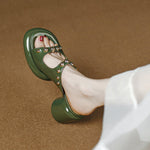 Women Slides Open Toe Thick Heel Slippers Women's Dress Flip Flops 2023 New Summer Rivet High Heel Fashion Sandals