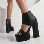 Rome Peep Toe Sandals Ankle Strap Women's Sandals Ultra High Thick Heel Waterproof Platform Hollow Breathable Sexy Party Sandals