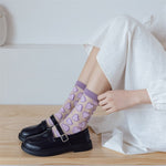 Heart Print Crystal Silk Socks Women Summer Ultra-thin Transparent Elastic Long Socks Casual Fashion Harajuku Kawaii Cute Socks