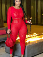 Kliou Knitted Pencil Jumpsuit Girl Midnight Outfit Sexy Hollow Out All in One Overall Monos Mujer Party One Piece Hot Attirewear