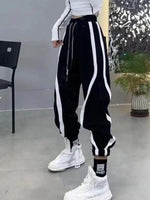 YornMona Women Cargo Pants 2022 Autumn Fashion Black Harajuku Sweapants Letters Print Jogger Trousers Streetwear