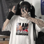 Black Japanese Trend Lovers T-shirt Female Cartoon Short Sleeve Oversize Two Round Neck Shirt