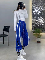 YornMona Women Cargo Pants 2022 Autumn Fashion Black Harajuku Sweapants Letters Print Jogger Trousers Streetwear