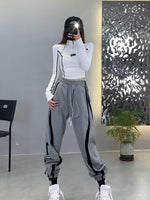 YornMona Women Cargo Pants 2022 Autumn Fashion Black Harajuku Sweapants Letters Print Jogger Trousers Streetwear
