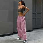 Vintage Streetwear Low Waist Drawstring Baggy Trousers Drawstring Waist Casual Cargo Pants Women Sweatpants Women's Clothing