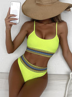 Contrast Trim Sport Bikini High Waist Swimsuit 2023 Sexy Swimwear Female Swimming Suit For Women Bathing Solid Beachwear Summer
