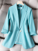 Casual Small Suit Jacket Women's Ninth Pants 2023 Summer Thin Korean Fashion Cropped Sleeve Coat Two Piece Sets Womens Outifits