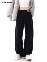Black Baggy Straight Jeans Women Korean Fashion Streetwear High Waist Wide Leg Denim Pants Female Loose Mopping Jean Trouser Y2K