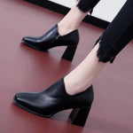 Thick Heel Fashion Shoes Women 2023 Spring and Autumn New Square Toe Deep Mouth Sexy Black Fashion High Heels Women’s