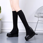 Spring Autumn Women Platform Height Increasing Long Boots Winter Lady Patchwork Breathable Concise Over The Knee Boots 221115