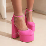 RIBETRINI Platform Chunky Heeled Ankle Strap Pumps Shoes Woman Spring Summer 2022 Heel Women Shoe Fashion Sexy Sandal Brand New