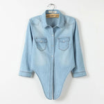 Classic Tokyo Edge Denim Bodycon Overlay Asymmetrical Slim Fit Shirt
