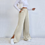 Women Pants Corduroy 2022 Autumn Winter Fashion Loose Full Length Trousers Solid Color Casual Female High Waist Wide Leg Pants