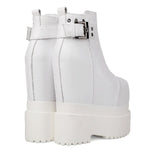 Spring Autumn Sexy 18CM Super High Heels Platform Sewing Rivet Belt Buckle Genuine Leather Women Ankle Boots Winter Plush 2306