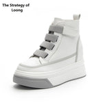 Spring Autumn New Korean Style Fashion Slim Height Increasing Platform Genuine Leather Women Sneakers Ladies High-top Pumps 2208