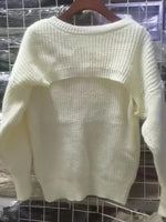 Sweaters Korea 2023 Early Autumn Temperament O-Neck Slim Knit Vest Casual Wearing Short Sweater Blouse Two-piece Set Woman