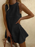 Summer Sexy Sleeveless Casual A-line Dress Women O-neck Cotton Sweet Loose Mini Dresses 2023 Fashion White Beach Woman Sundress