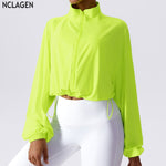 NCLAGEN Summer Sunscreen Clothing Running Jacket Quick Dry Fitness Women's Loose Fit Sports Top Dry Fit Zipper Overcoat