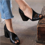 2023 New High-Heeled Shoes women Summer wedge women's breathable fish mouth shoes side empty single shoes solid color stitching