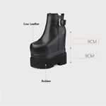 Spring Autumn Sexy 18CM Super High Heels Platform Sewing Rivet Belt Buckle Genuine Leather Women Ankle Boots Winter Plush 2306