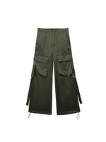 TRAF 2023 New Women 2 Pieces Cargo Pants Sets Spring Summer Female Fashion Loose Trousers And Short Tops Casual Haren Pants