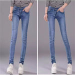 Low Waist Skinny Jeans Women Fashion Washed Bleached Scratched Denim Blue Push Up Vintage Slim Pants Trousers Clothes for Women