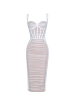 New Arrival Women Sleeveless Sexy Square Collar Mesh Bodycon Midi Dress 2022 New Designer Celebrate Birthday Party Costume