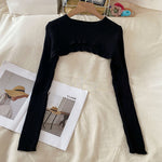 T-shirts Women Long-sleeve Sunscreen Spring Summer O-neck Designed Chic Popular Ins Hotsweet Slim Sexy Crop Tops Stylish Leisure