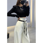 Spring Autumn High Waist Loose Casual Letter Embroidery Lantern Sweatpants Women Comfortable Bandage All-match Pants Trousers