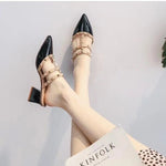 Women's Shoes Loafers 2023 Summer Style Leather Rivet Buckle Thick Heel Baotou Half Slippers Women Outerwear Sandals