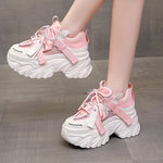 2023 Autumn Women's Casual Sports High Platform Shoes All-match Comfortable Women's Chunky Sneakers Mesh Breathable Spring Shoes