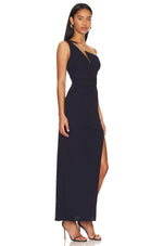CIEMIILI Long Bandage Dress Lady's One shoulder Hollow Out Split Bodycon Sexy Elegant Celebrity Nightclub Runway Party Dresses