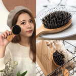 Japanese boar bristle hair brush small hair brush for travel wooden comb paddle brush wood head massager hair styling tools