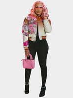 FQLWL Autumn Streetwear Print Jackets For Women 2023 Letter Long Sleeve Graphic Singlebreasted Jackets Black Varsity Jackets