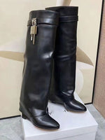 Women's New Designer Luxury Brand Women's Leather Boots Thick Soled High Heel Boots Knee High Boots Fashion Women's Boots