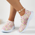 Fashion Printed Mesh Breathable Sneakers for Women 2023 New Lightweight Non Slip Flats Woman Comfortable Slip On Walking Shoes